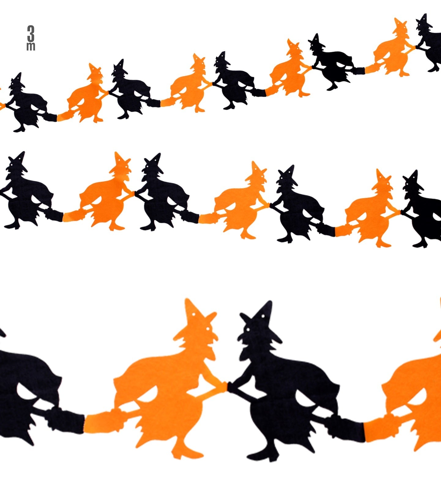 Widmann Hexen Halloween Girlande – 3m Wetterfest Hexen Deko - Fasnacht24.ch