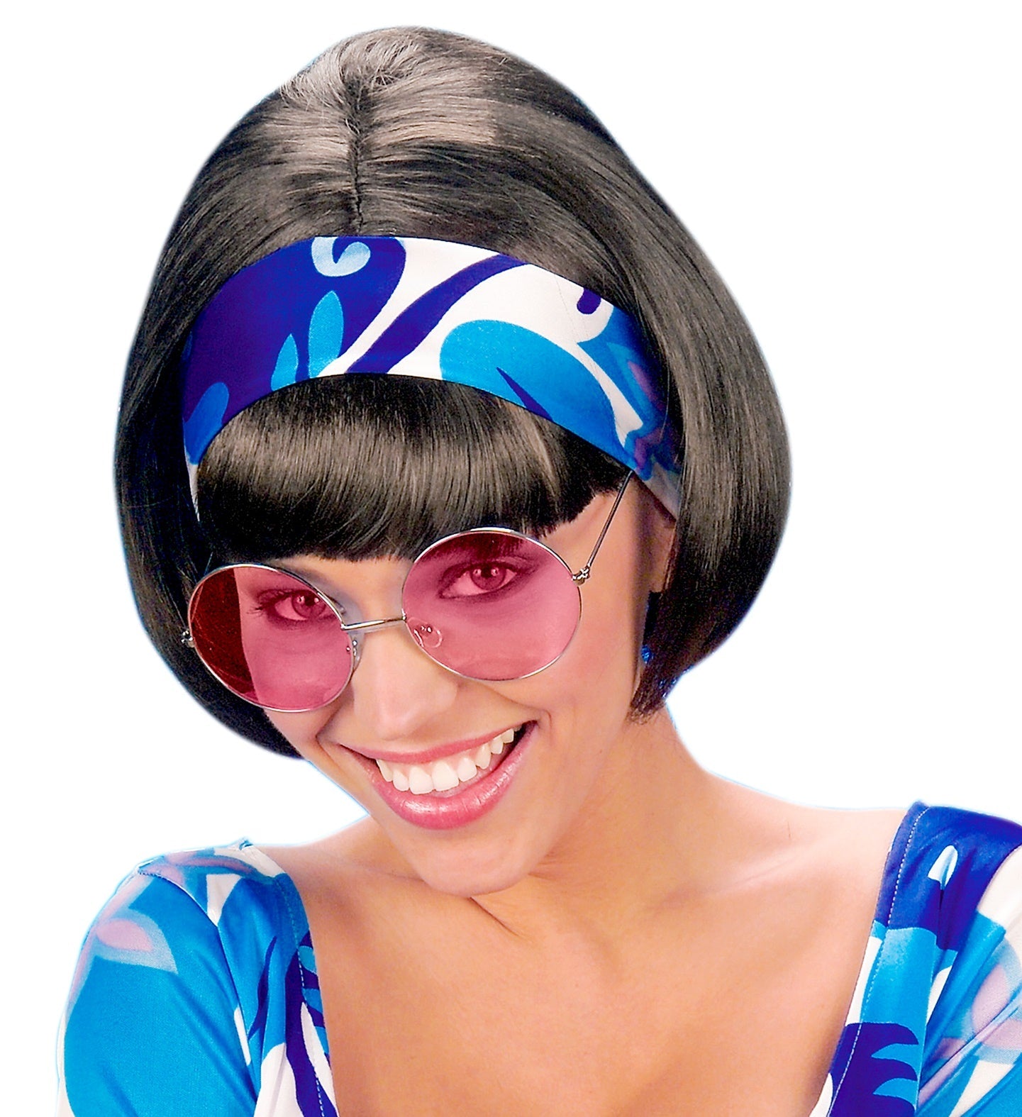 Pink-tinted hippie glasses with round frames for festivals and parties.