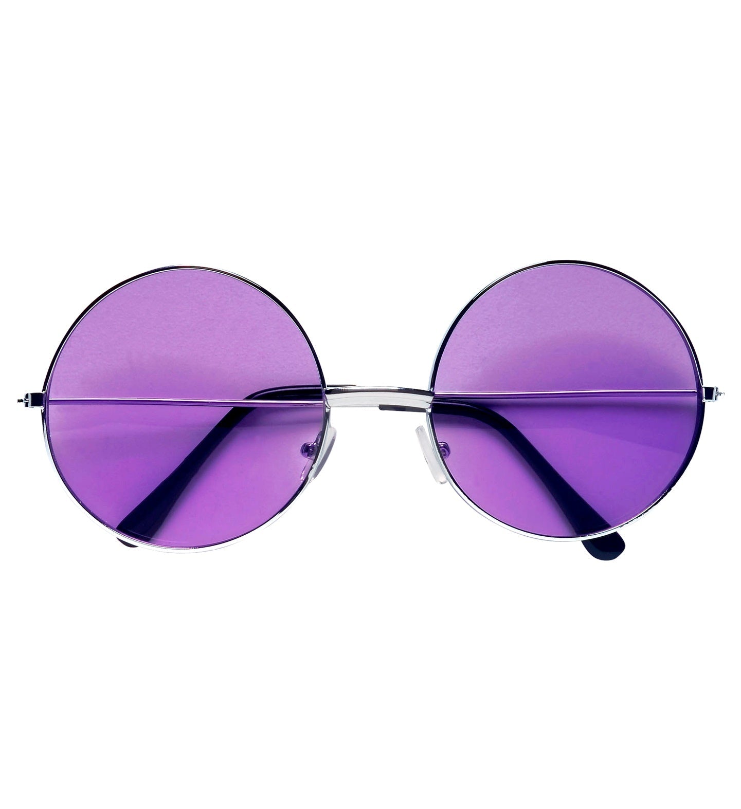Retro runde Hippie-Sonnenbrille mit violetten Gläsern und UV400-Schutz.