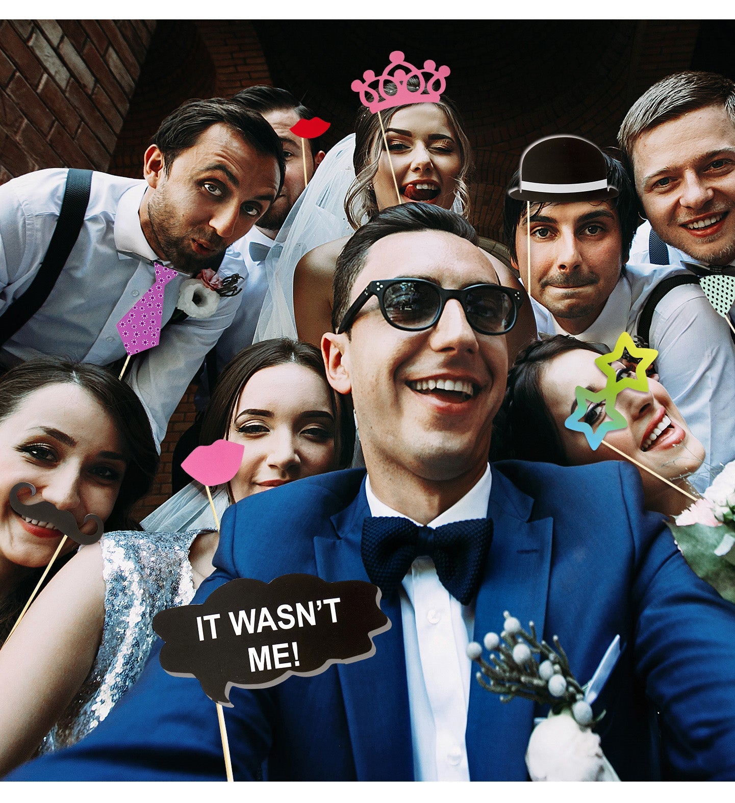 Fotobox Requisiten Hochzeits – Widmann 20-Teilig Weiß & Pastell - Fasnacht24.ch