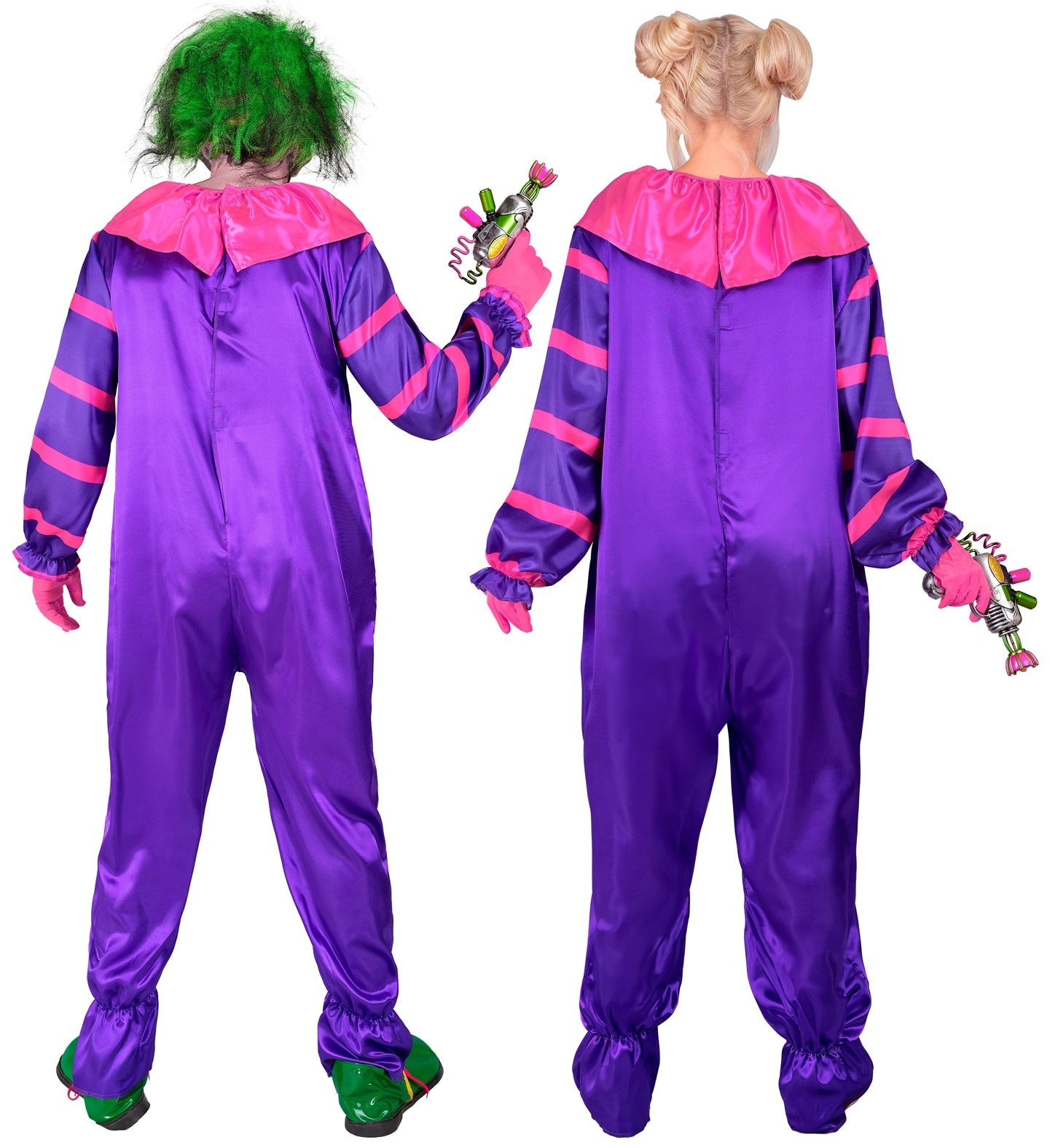 Schwarz-weißes Unisex-Kostüm eines Horrorclowns aus Poly-Cotton mit Reißverschluss.