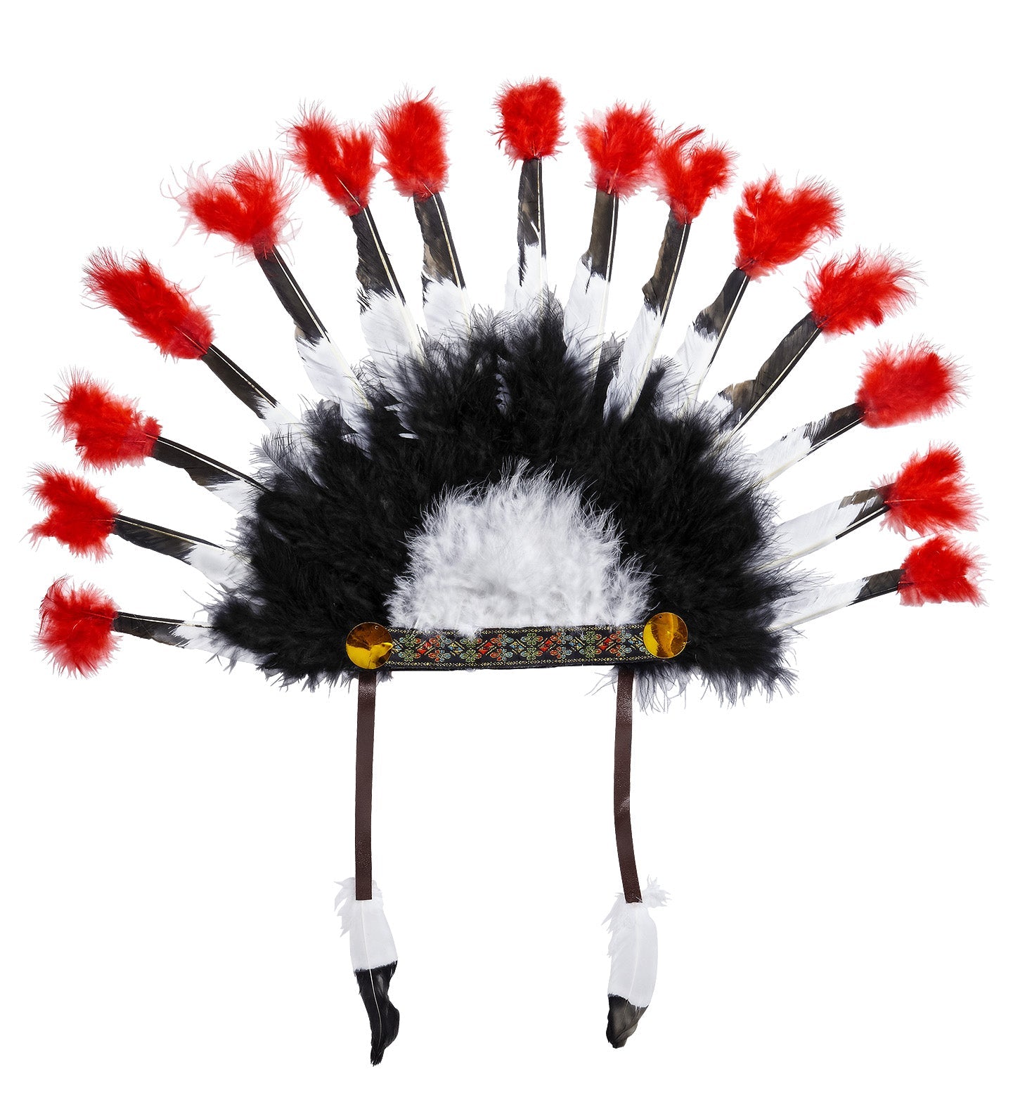 Widmann Indianer Feder Kopfschmuck with red and white feathers.