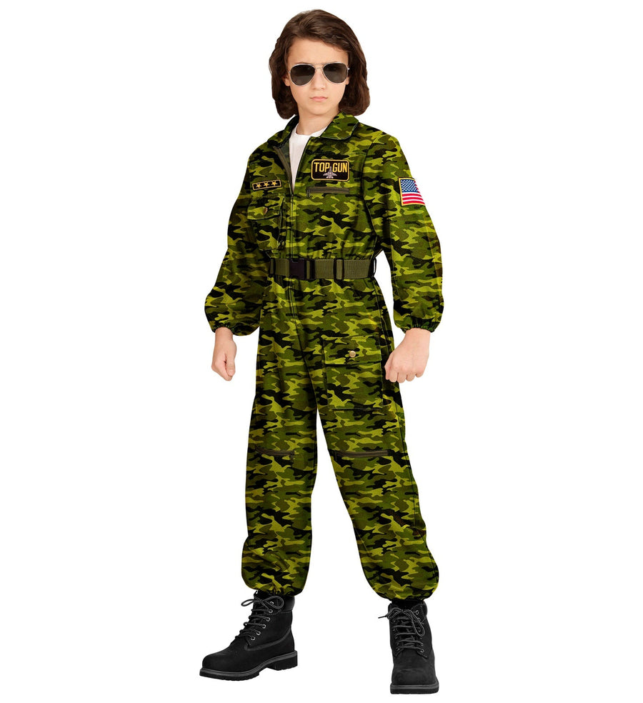 Widmann Kinder Fliegeranzug Olivgrüner Fighter Pilot Overall - Fasnacht24.ch – Detailansicht