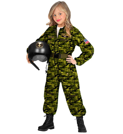 Widmann Kinder Fliegeranzug Olivgrüner Fighter Pilot Overall - Fasnacht24.ch – Seitenansicht