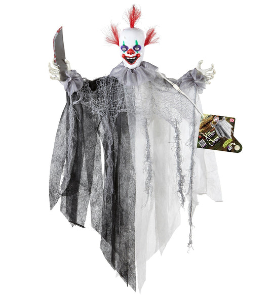 Widmann Killer Clown Animatronic Figur Mit Messer Und Leuchtenden Augen – 60cm - Fasnacht24.ch