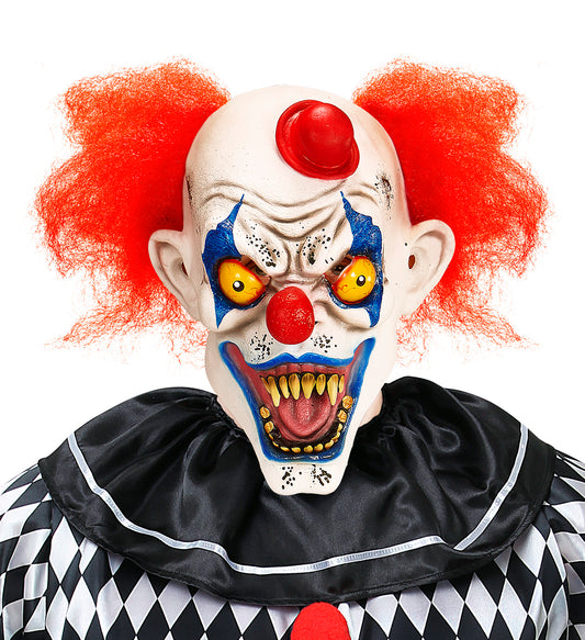 Widmann Killer Clown Maske mit rotem Haar und Mini-Hut, aus leichtem Latex gefertigt.