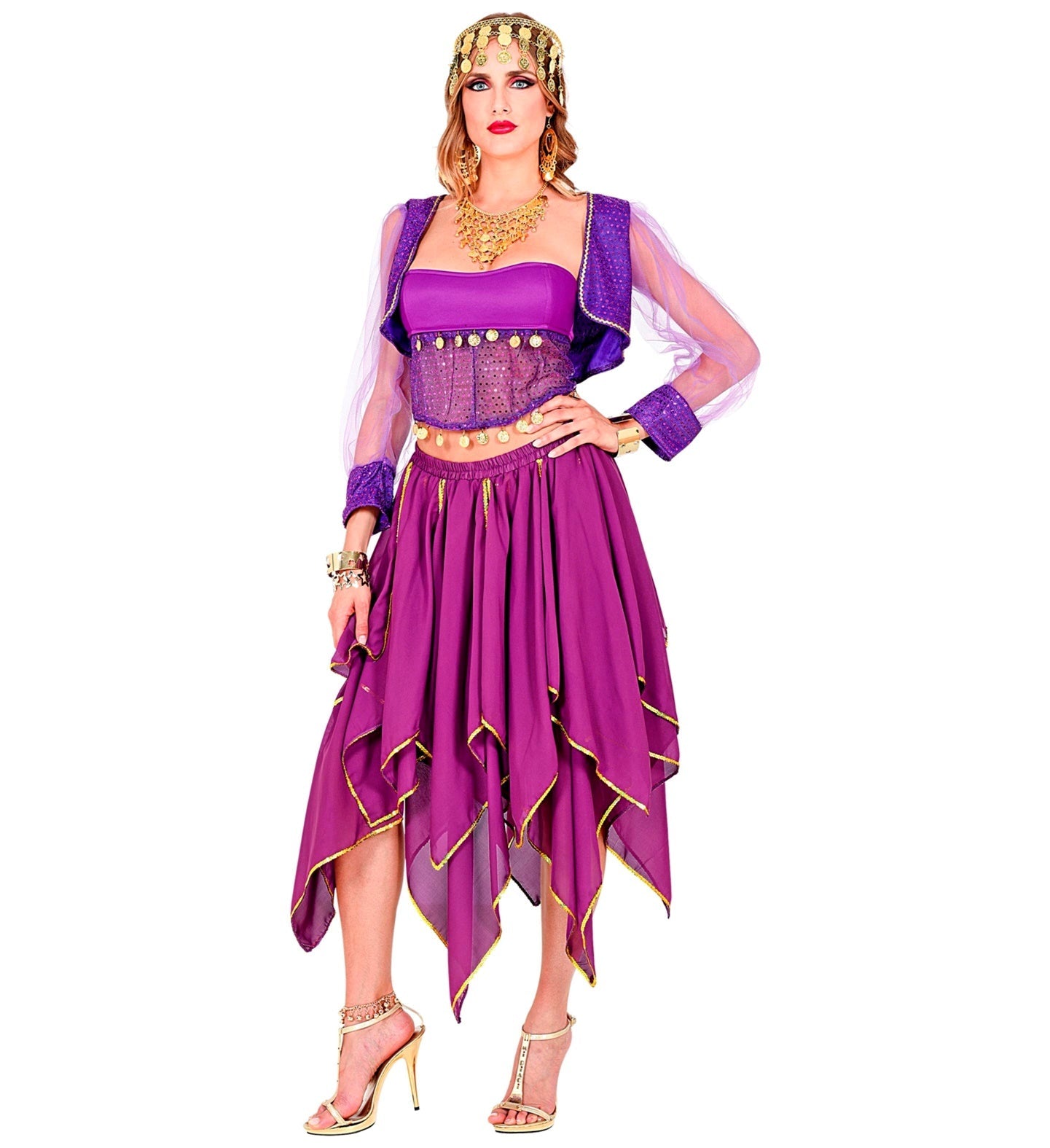 Goldfarbenes Knöchelband mit kleinen Glöckchen im griechisch-ägyptischen Stil