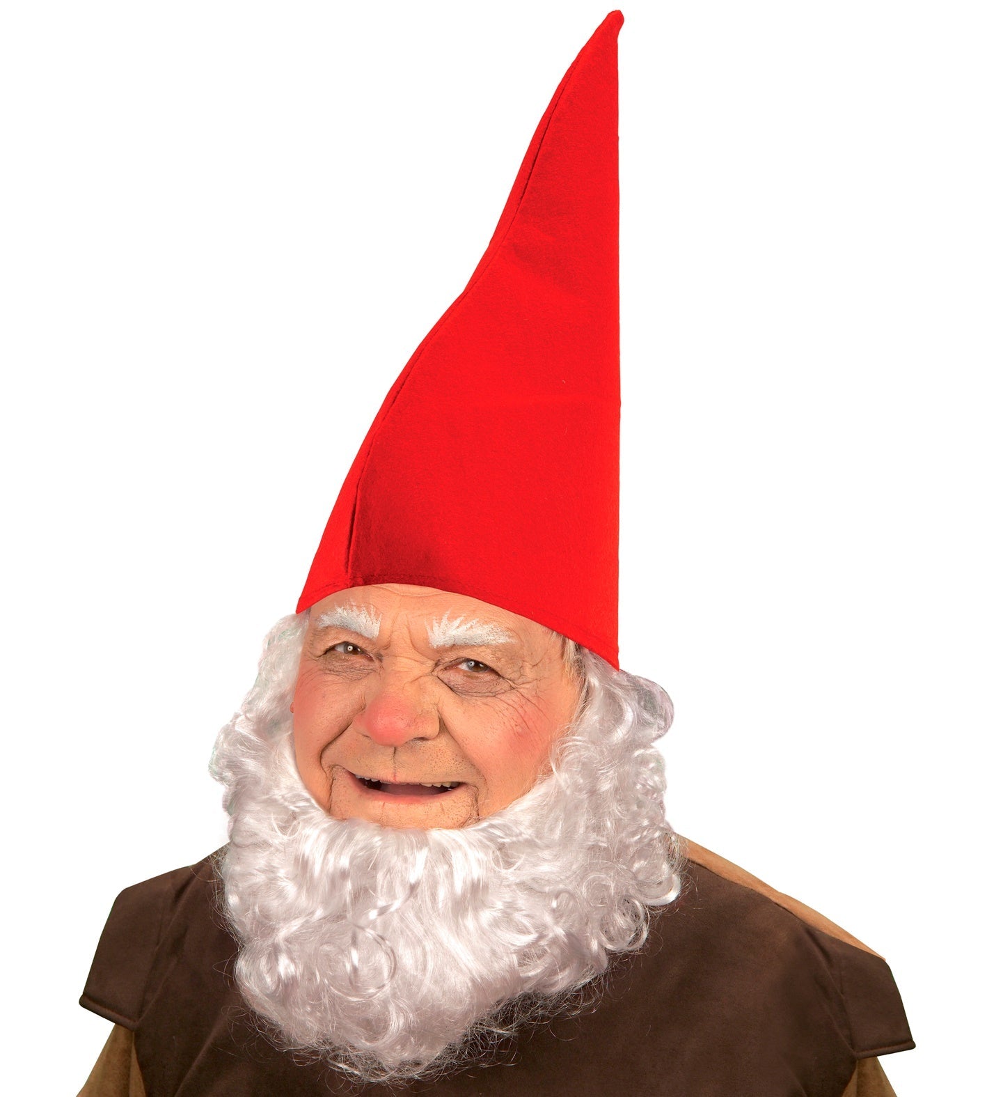 Rote spitze Koboldmütze aus Fleece für Erwachsene, ideal für Fasching und Märchen-Partys.