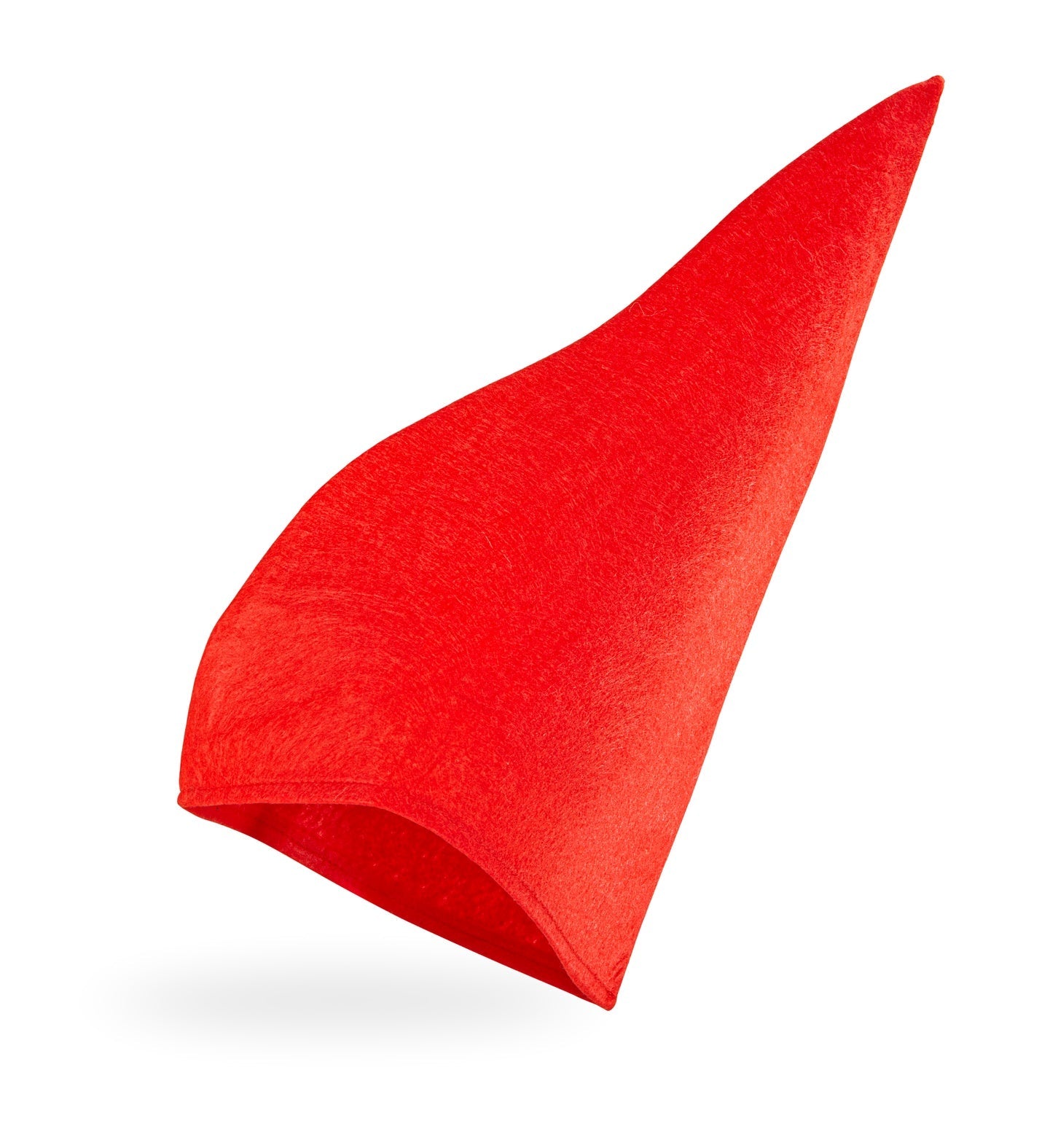 Rote, spitz zulaufende Koboldmütze aus Fleece für Erwachsene, ideal für Kostümpartys.