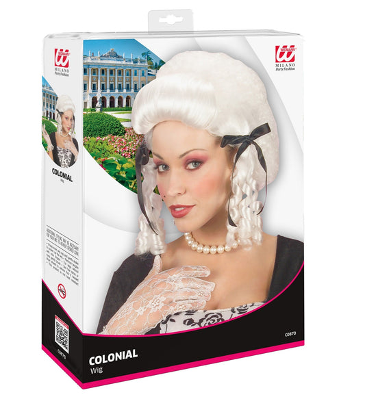 Widmann Kolonial Dame Perücke – Weiße Synthetische Historische Perücke - Fasnacht24.ch