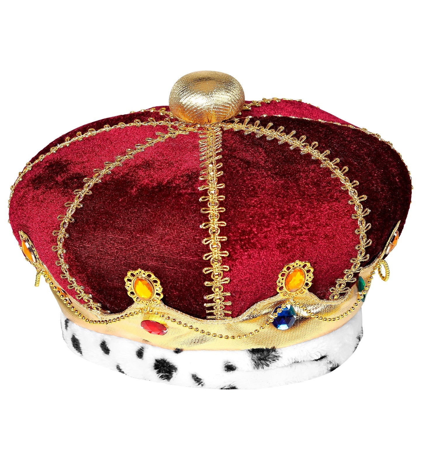 Widmann Königskrone – Roter Samt & Kunstfell mit Strasssteinen für Erwachsene - Fasnacht24.ch