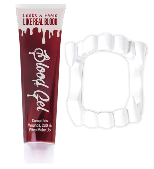 28ml Tube Widmann Kunstblut mit Gebiss, rotes realistisches Filmblut für Zähne und Wunden