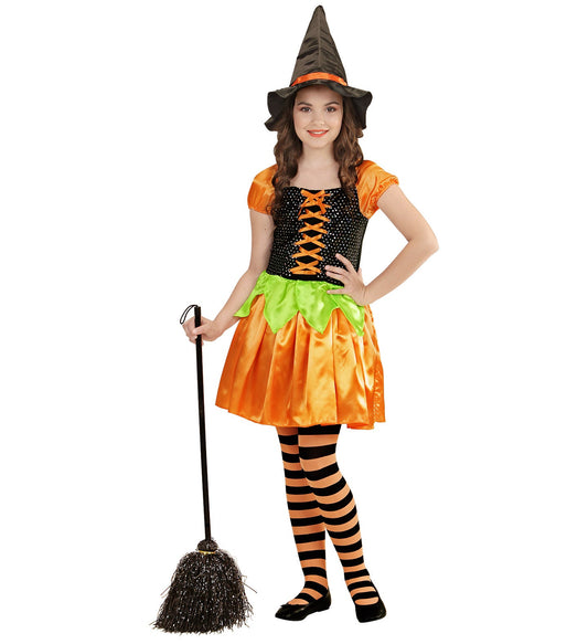 Widmann Halloween Kinderkostüm – Kürbis Hexe mit Kleid und Hut - Fasnacht24.ch