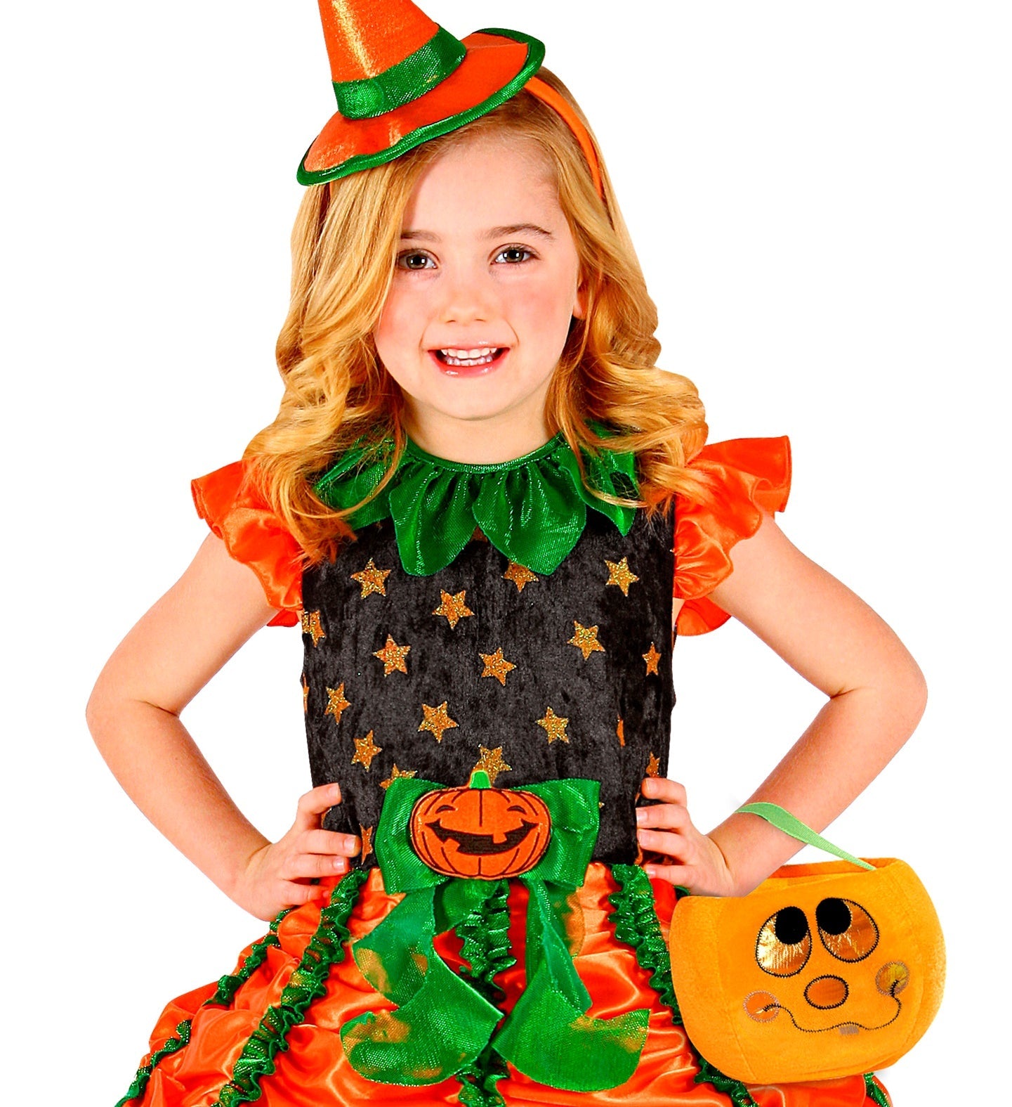 Orange Halloween Kürbis Tasche aus Filz mit Reißverschluss, 20x14 cm groß.