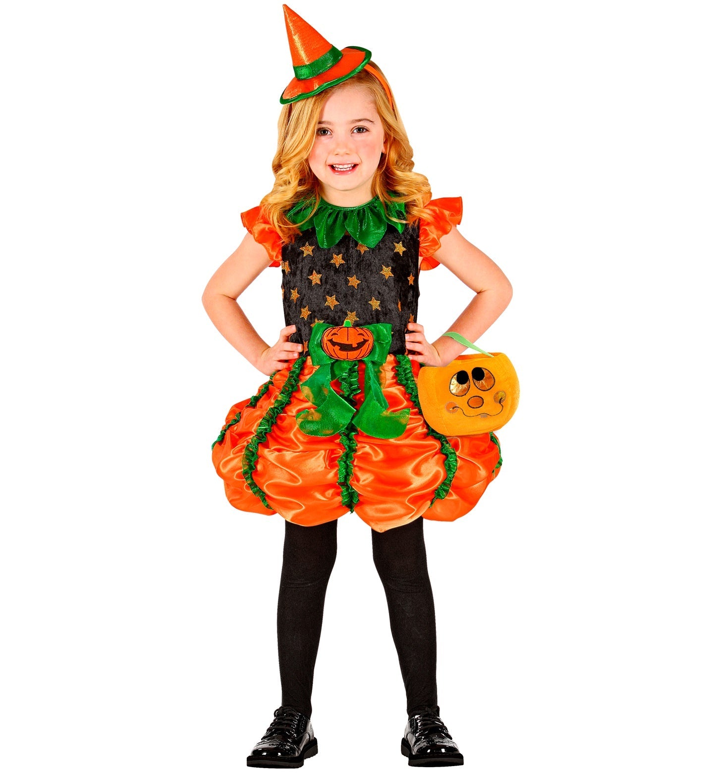 Orange Halloween Kürbis Tasche aus Filz mit Reißverschluss, 20x14 cm, für Süßigkeiten.