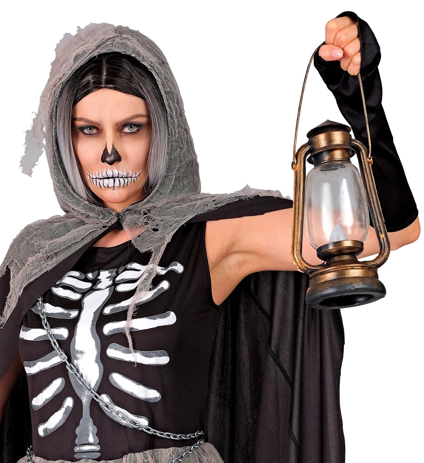 Metalllaterne 25 cm mit flackerndem LED-Licht, batteriebetrieben, warmes Kerzenlicht