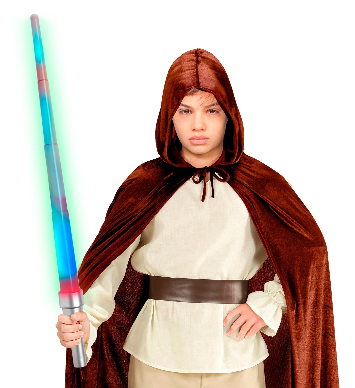 90 cm Lichtschwert mit 4 Lichtfunktionen und schnellem Farbwechsel in bunten Farben.