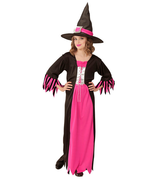 Widmann Magic Hexe Rosalie Kinderkostüm – Pink Schwarz Glitzer Kleid - Fasnacht24.ch
