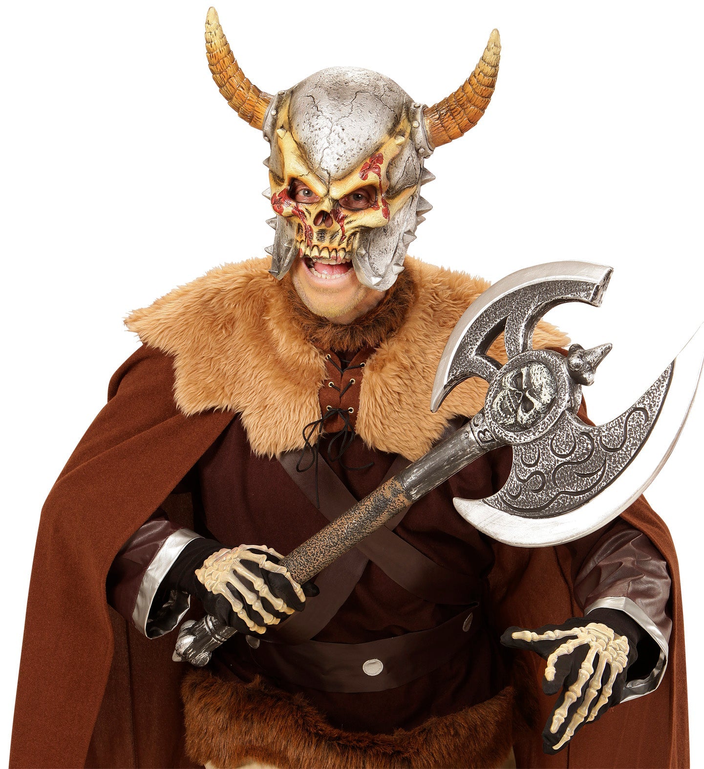 Celtic Viking warrior mask in faux leather with horns and runes.