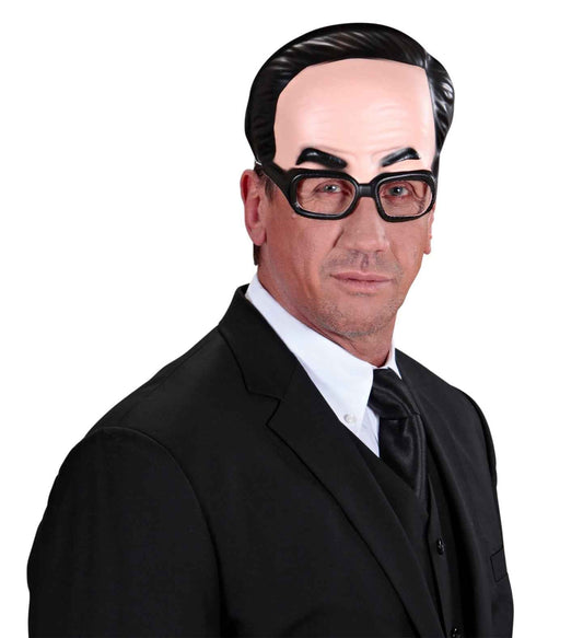 Widmann Halbmaske – Ohne Kinn Mit Schwarzem Haar Und Brille - Fasnacht24.ch