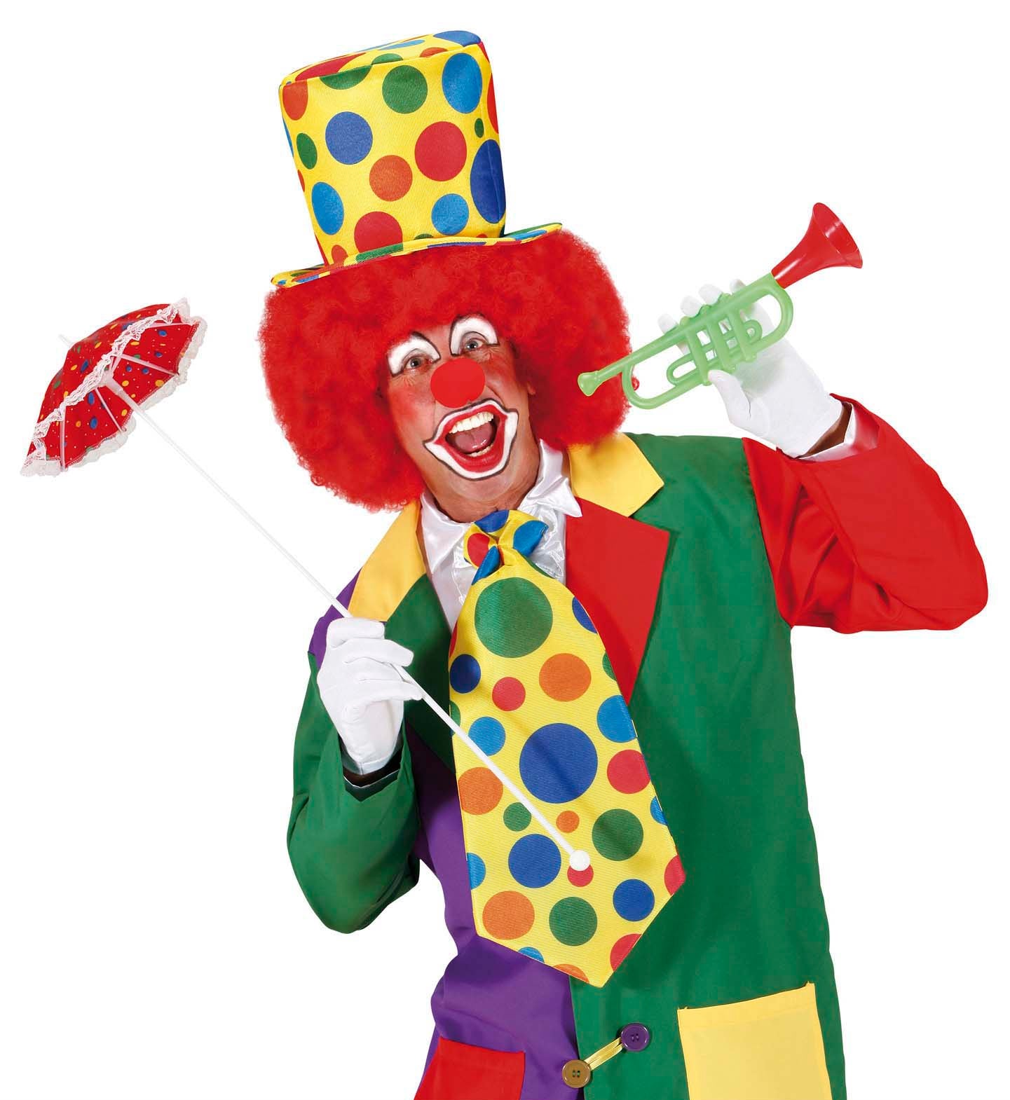 Gelbe Clown Krawatte mit weißen Punkten und vorgebundener Schlaufe für Karnevalskostüme