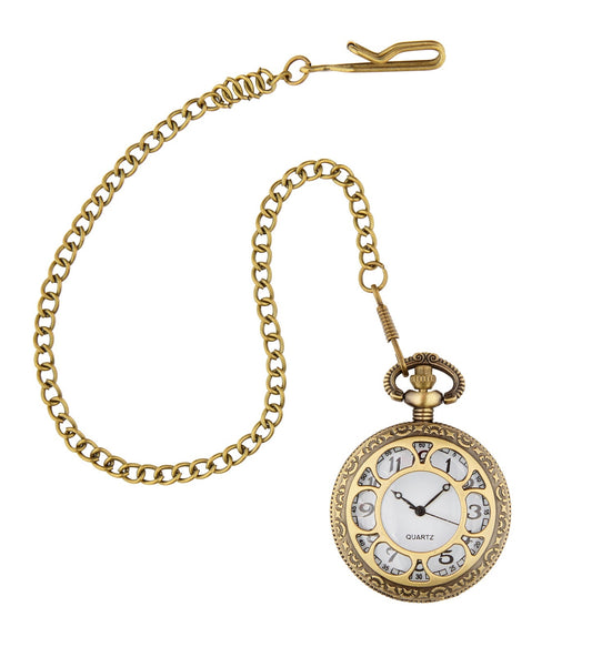 Widmann Mechanische Taschenuhr – Weißes Zifferblatt mit Kette - Fasnacht24.ch