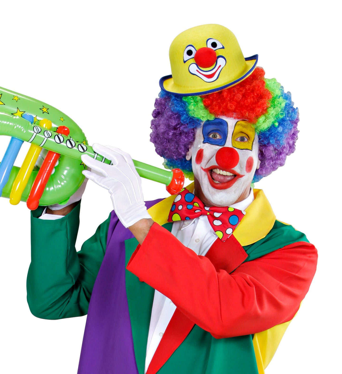 Gelbe und rosa Filz-Clown-Melone für Kinder und Erwachsene, handgefertigt und bequem.