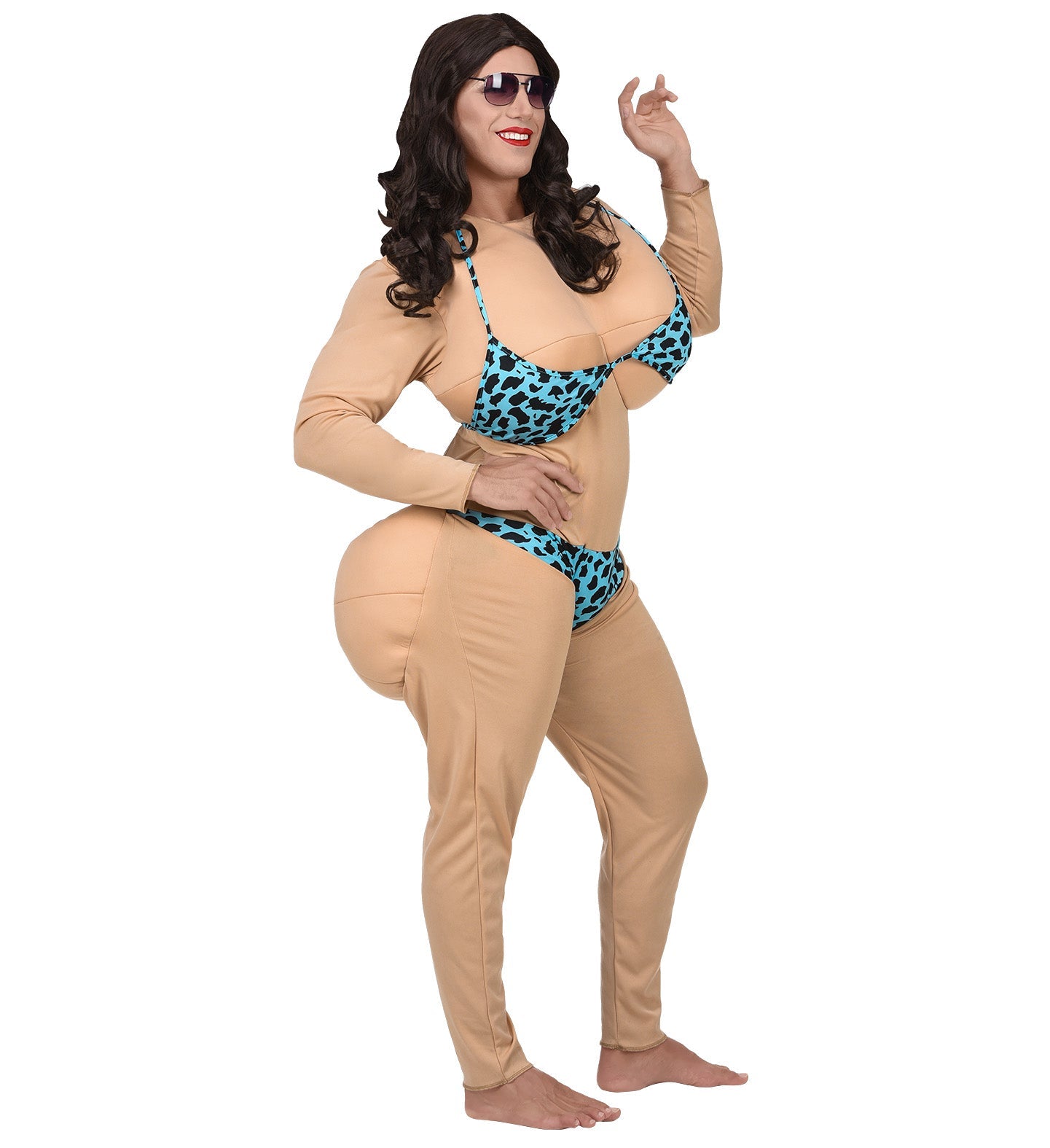 Lustiges One-Piece-Bikini-Kostüm für Männer mit Posenfigur.