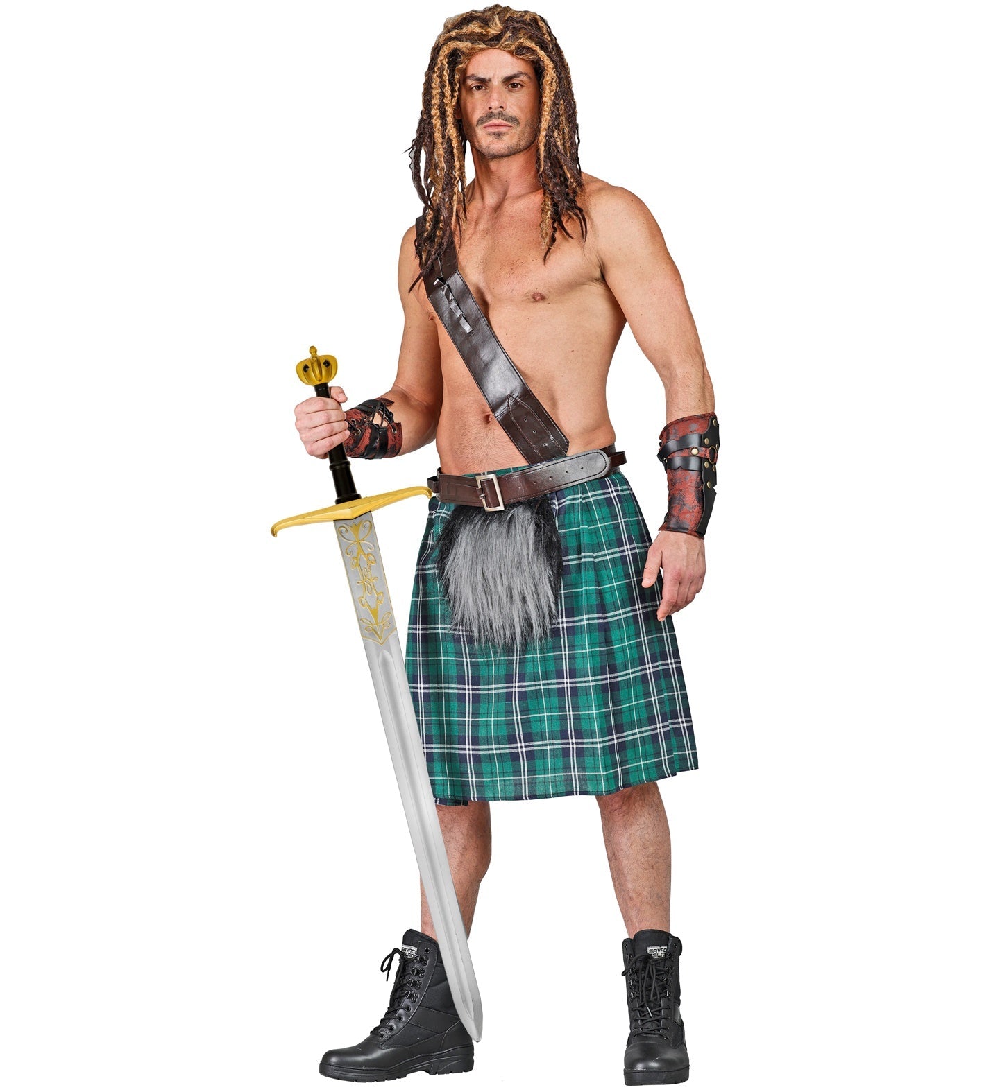 Mittelalter Königsschwert mit 122 cm Stahlklinge und verziertem Griff für LARP und Dekor.