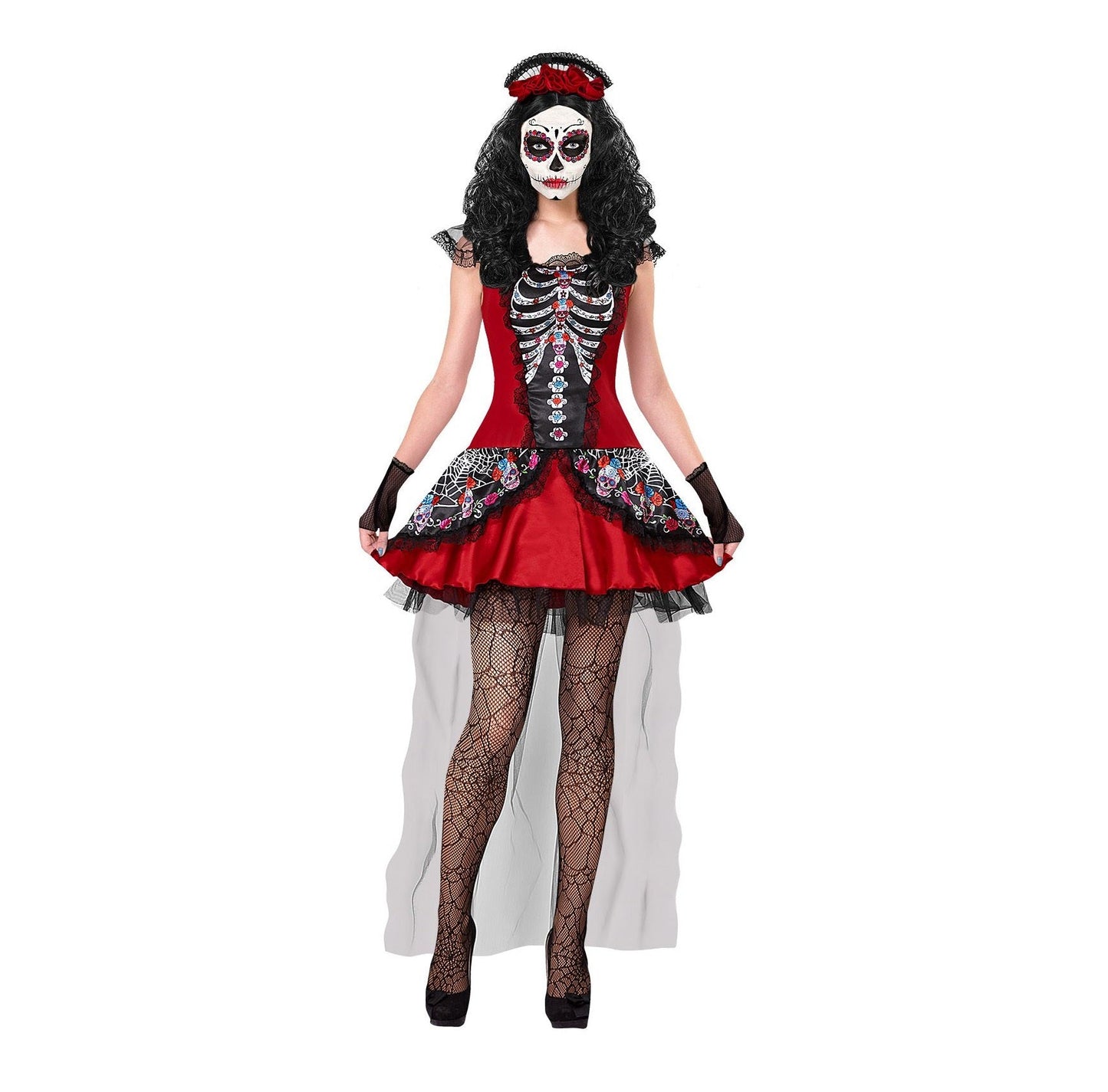 Widmann Damenkostüm – Day of the Dead Kleid mit Zuckerschädel Stickerei - Fasnacht24.ch