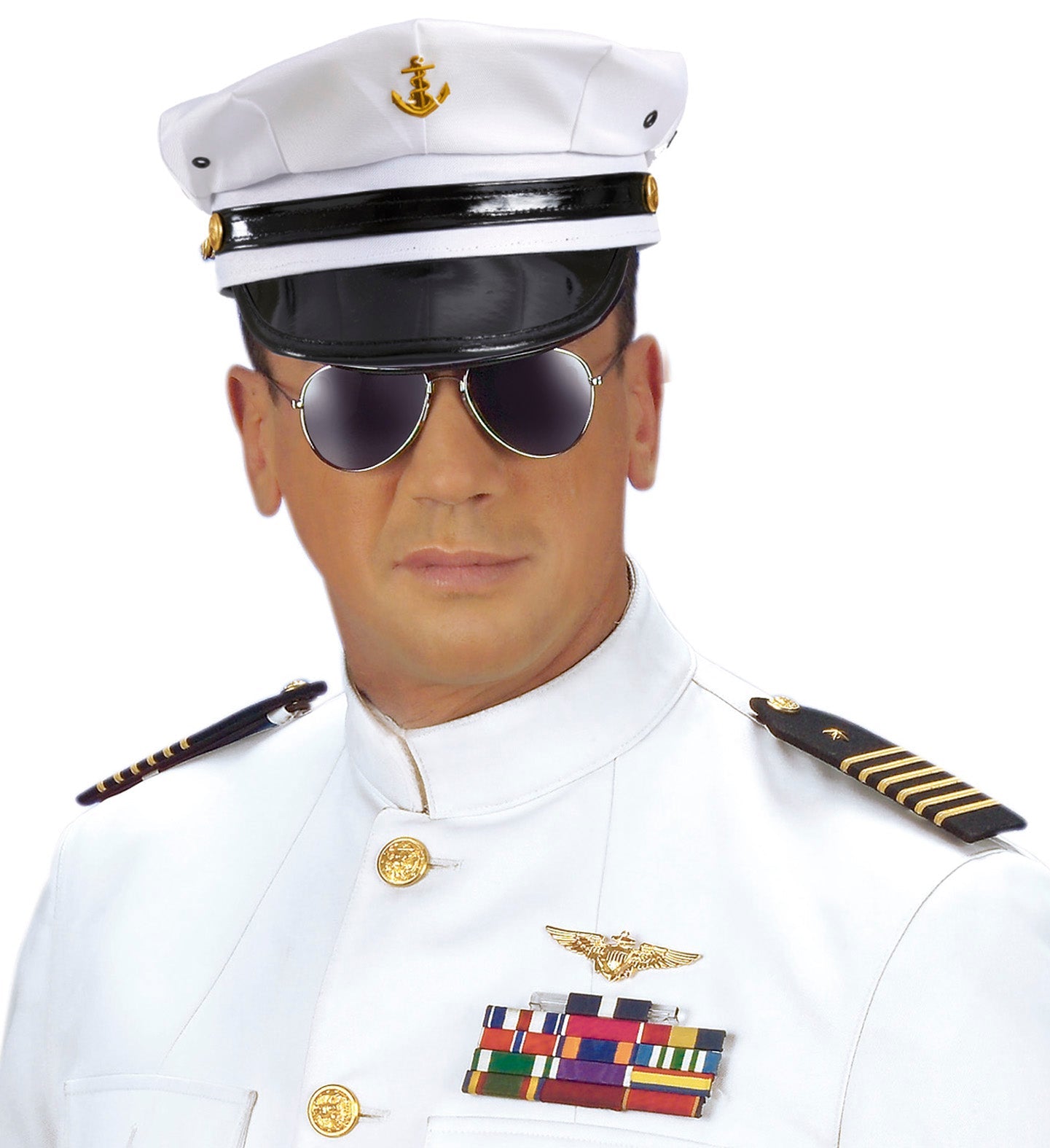 Marine Offizier Mütze – Widmann Navy Cap Weiß Poly-Cotton - Fasnacht24.ch