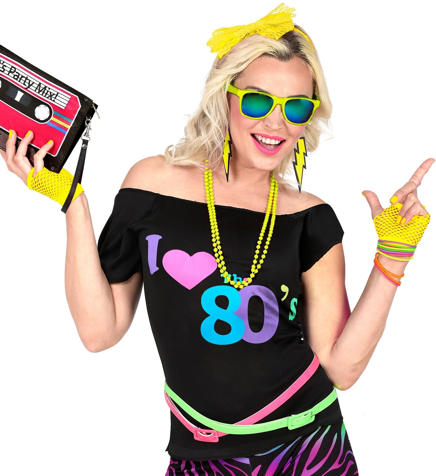 Neon-gelbe, fingerlose Netz-Handschuhe für Festivals mit atmungsaktivem Design.