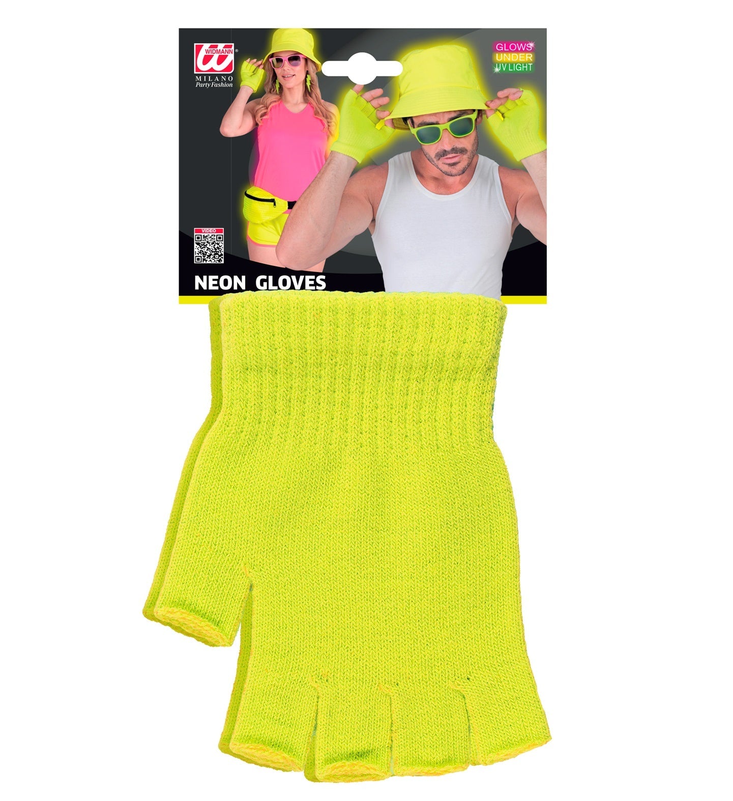 Neon gelbe, fingerlose Woll-Handschuhe mit offenem Design und elastischem Bund unisex