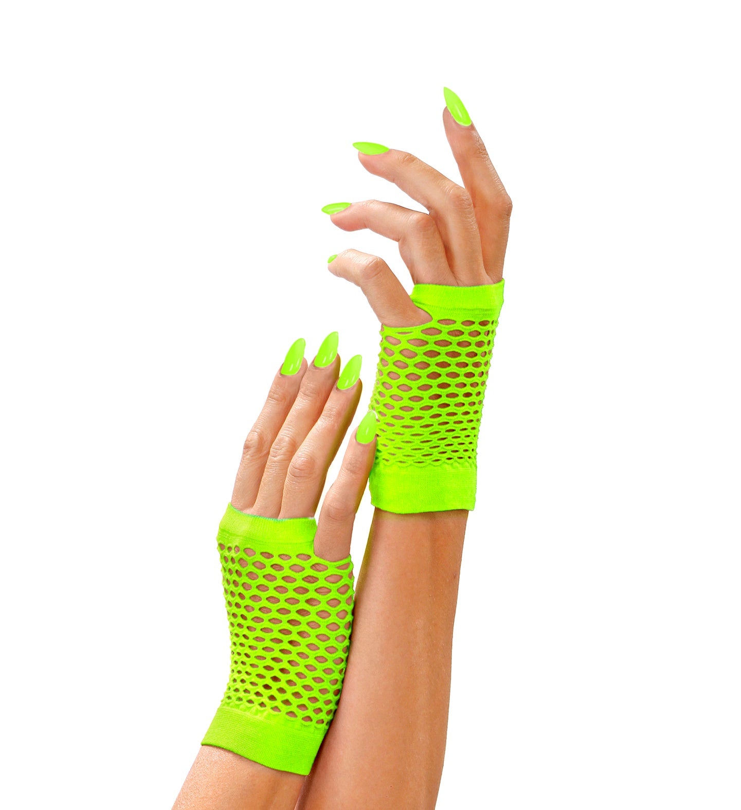 Widmann Neon Grüne Fingerlose Fischernetz Handschuhe – UV Reaktiv - Fasnacht24.ch