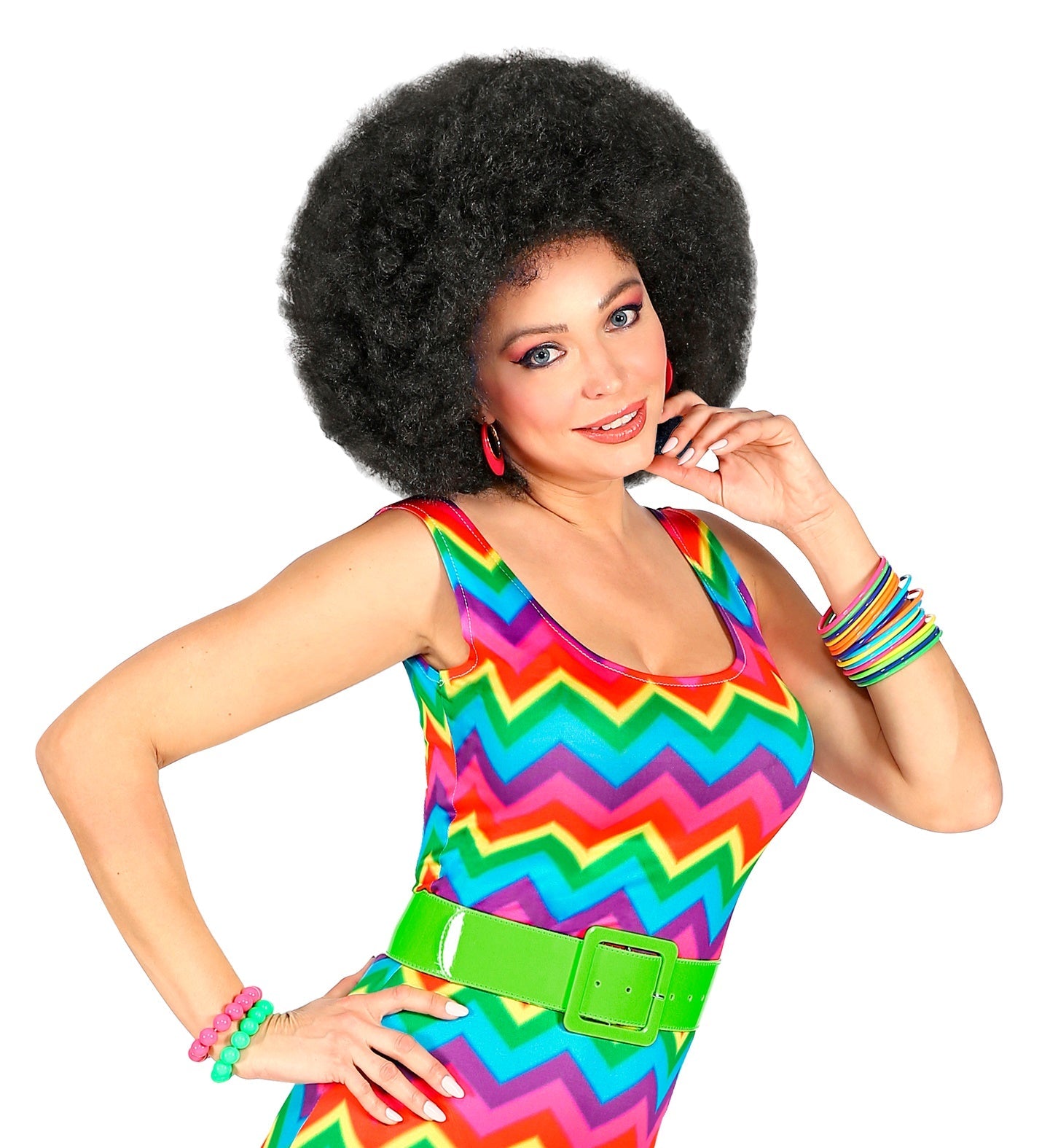 Breiter neongrüner Vinyl-Gürtel mit Hochglanzoptik und verstellbarer Passform