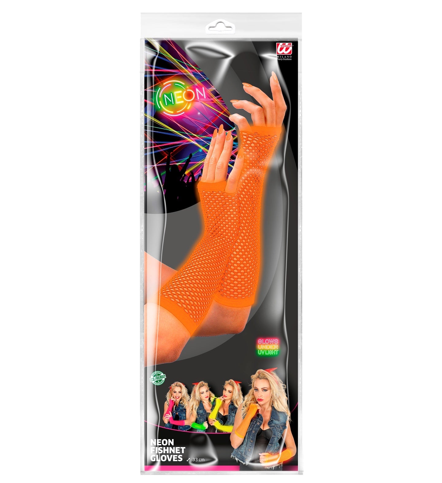 Neonorange fingerlose Netz-Handschuhe aus leichtem Polyester, 33 cm lang, atmungsaktiv