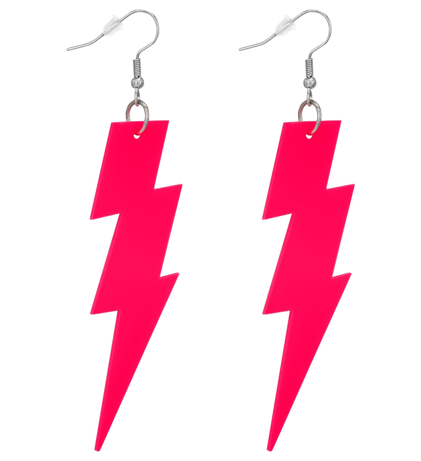 Neon Pink Acryl Blitz Ohrringe – Widmann 80er Jahre Clip-On Schmuck - Fasnacht24.ch