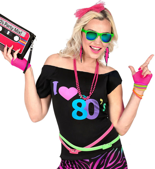 Neonpinkfarbene, fingerlose Netz-Handschuhe im kurzen Festival-Rave-Stil von Widmann