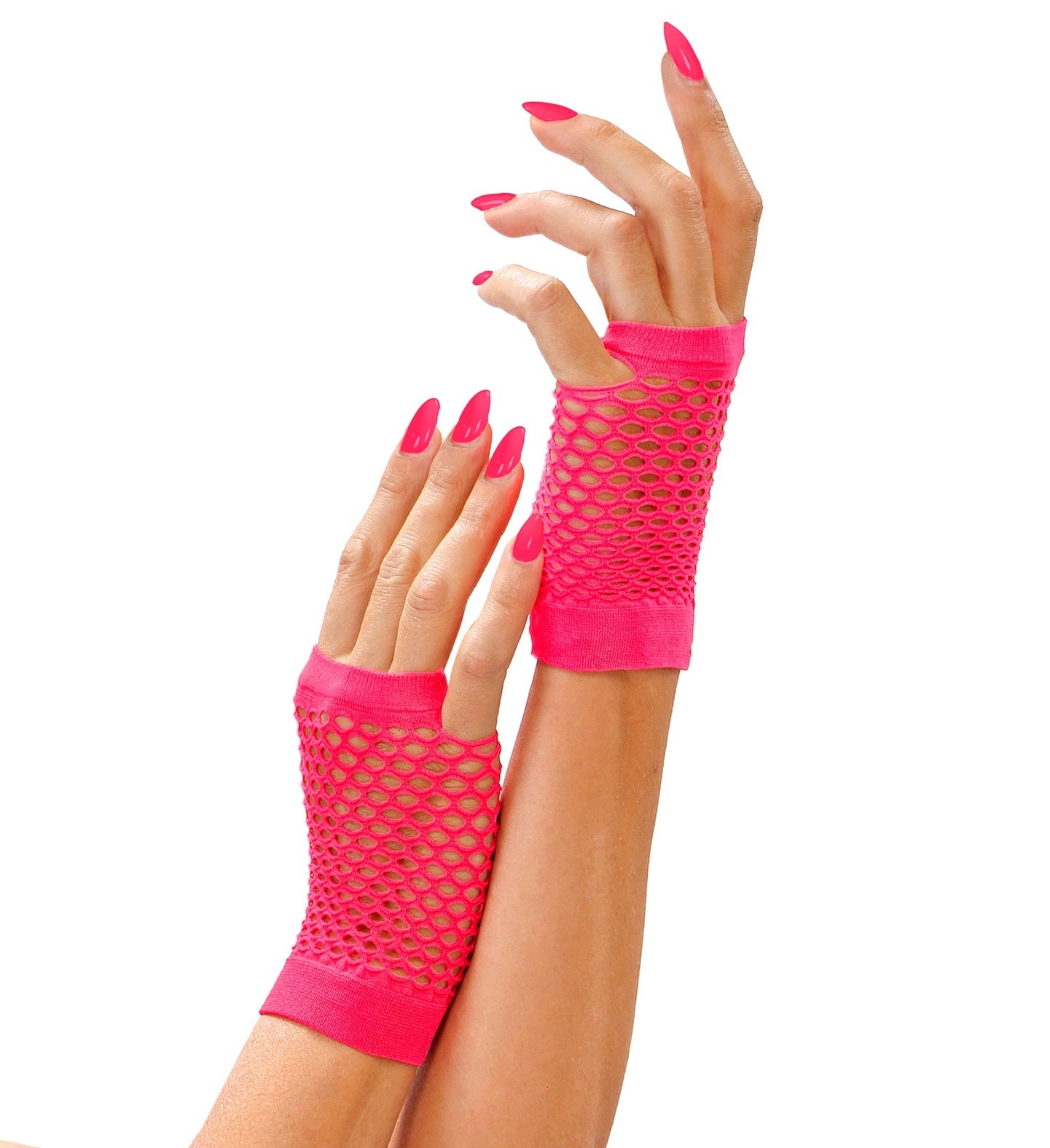 Widmann Neon Pink Fingerlose Netz Handschuhe – Kurze Festival Rave - Fasnacht24.ch
