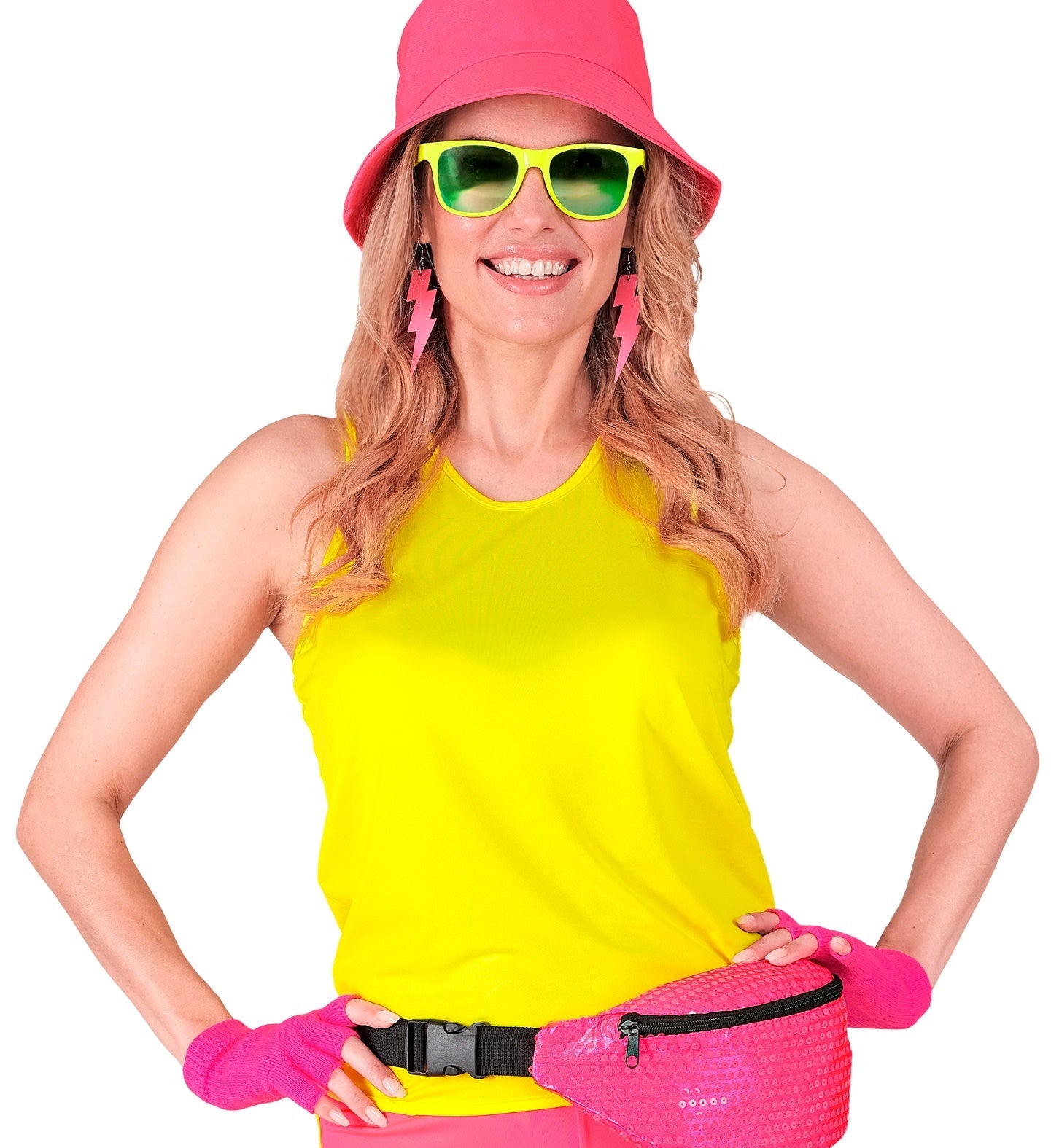 Fingerlose Wollhandschuhe in Neonpink, weich und warm, ideal für kalte Wintertage.