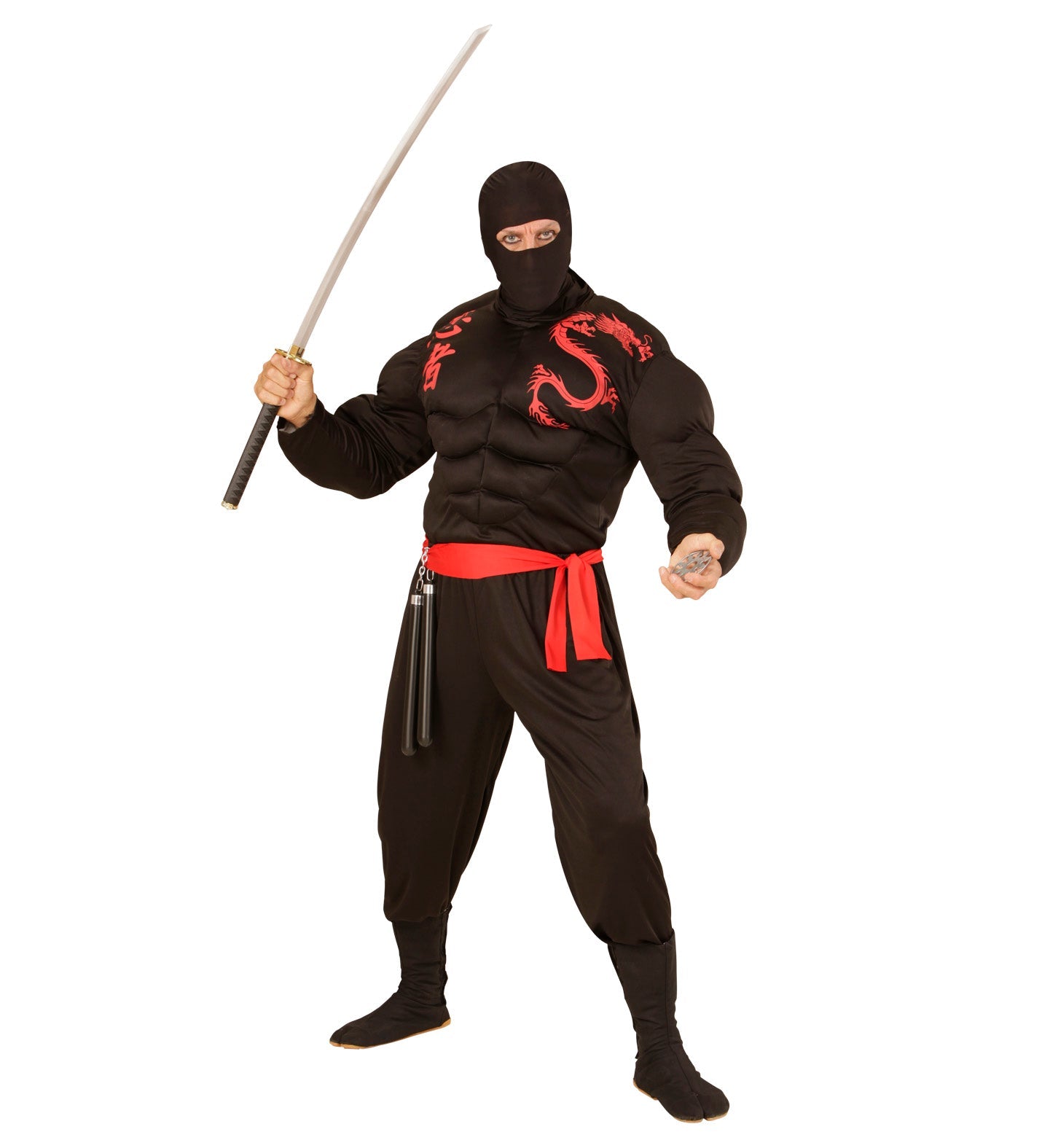 Schwarze Ninja Maske aus atmungsaktivem Polyester für Erwachsene, rutschfester Sitz.