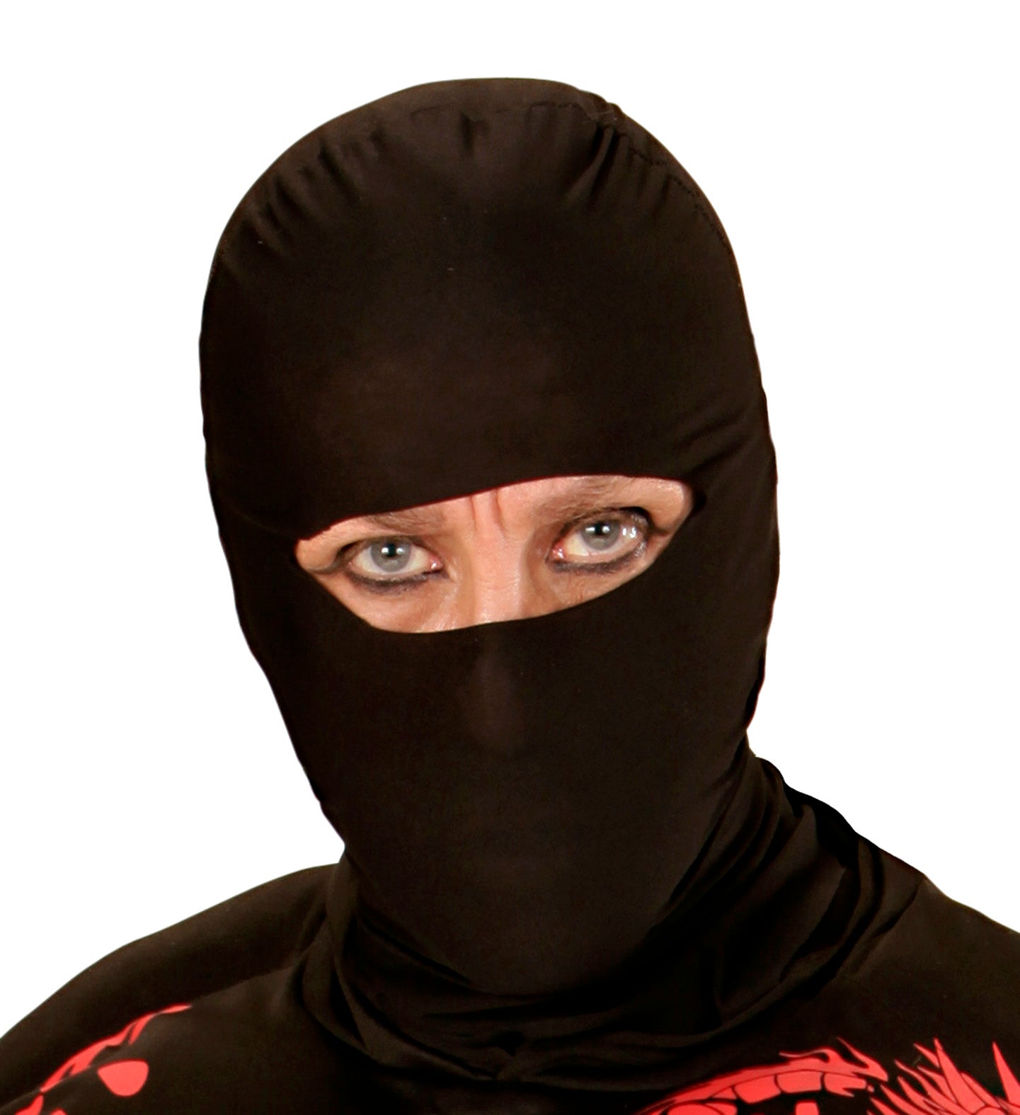 Schwarze Ninja-Maske aus atmungsaktivem Polyester mit elastischem Bund für Erwachsene