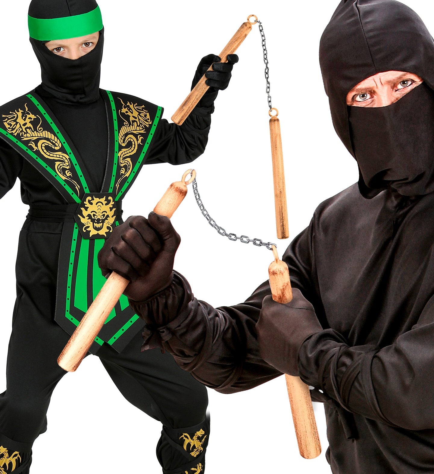 Widmann Ninja Nunchaku aus Holz, 30 cm lang mit rutschfesten Griffzonen für sicheres Training.