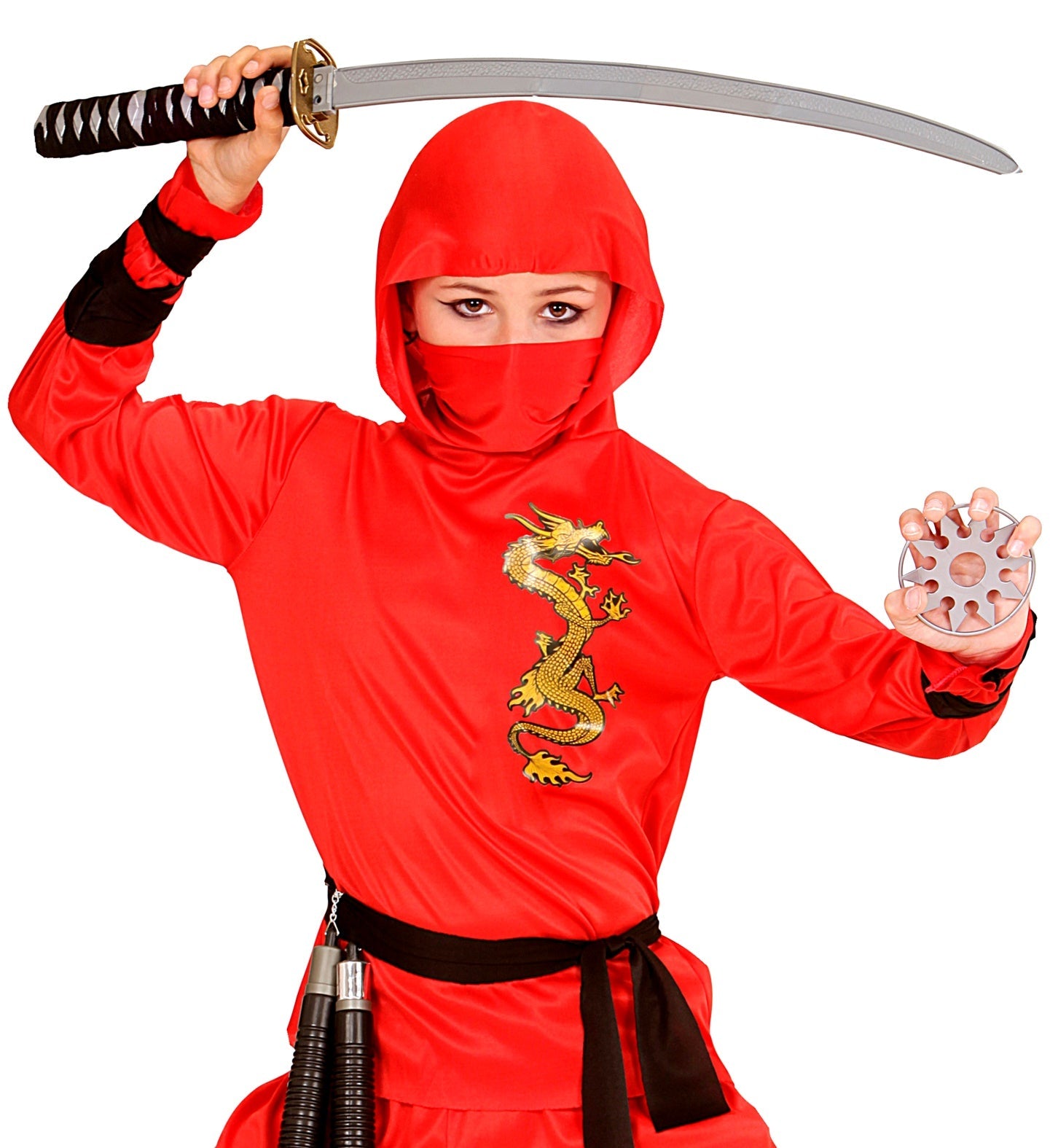 Schwarzes Ninja-Spielzeugschwert mit 75 cm Klinge und passender Scheide aus ABS-Kunststoff.