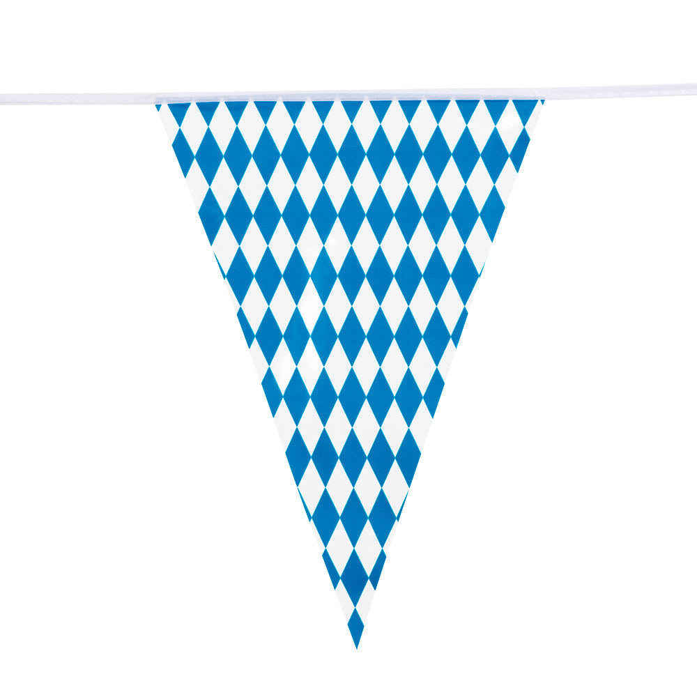 Oktoberfest PVC Girlande 10m – Widmann Bayern Blau-Weiß 30x20cm - Fasnacht24.ch