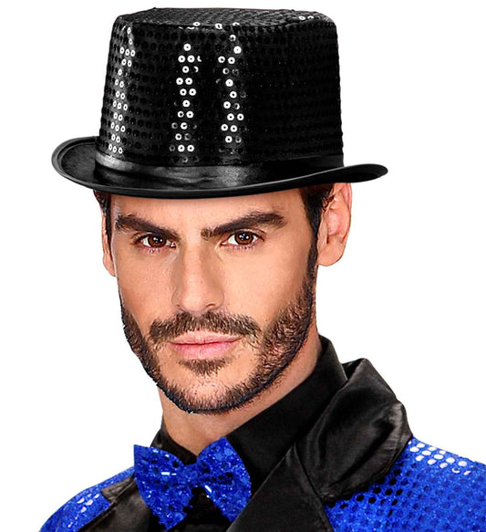 Widmann Pailletten Zylinderhut – Schwarz – Partyhut für Erwachsene - Fasnacht24.ch