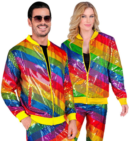 Widmann Paillettenjacke – Unisex Reversible Rainbow Sequin Jacke - Fasnacht24.ch – Detailansicht