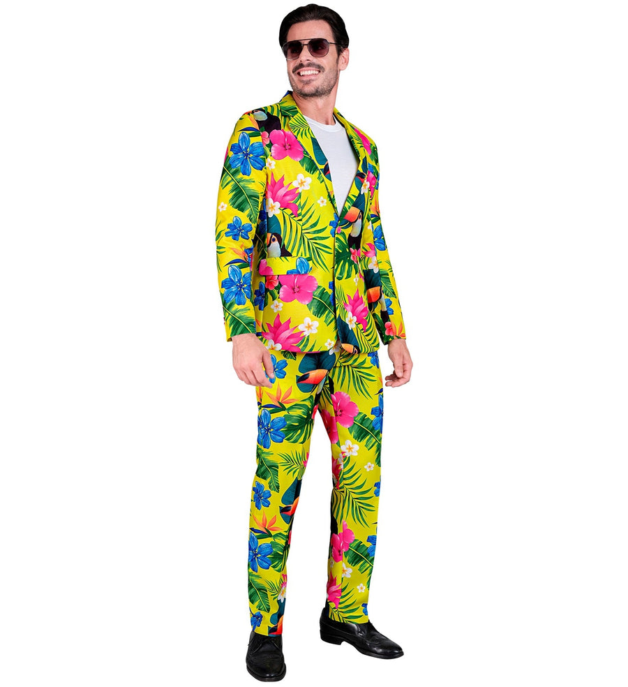 Widmann Neon Tropen Herrenanzug – Leichtes Party Jackett & Hose Set – Detailansicht