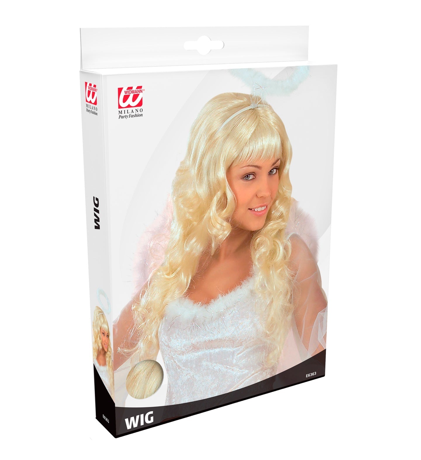 Lange, gerade blonde Damenperücke aus synthetischem Haar mit 60 cm Länge und elastischem Netz.