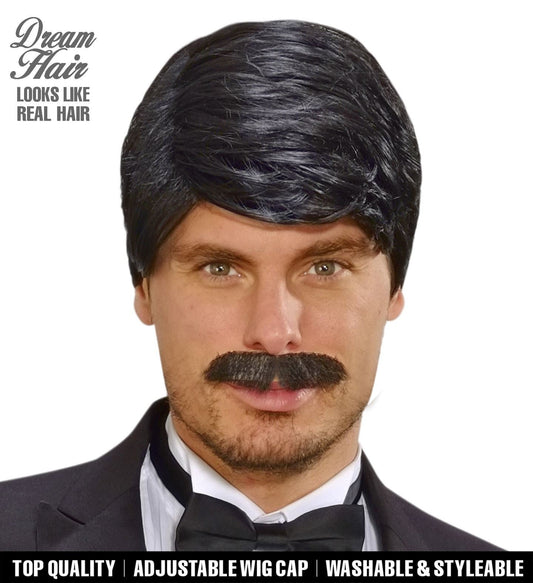 Widmann Dream Hair Playboy Perücke Und Bart Set – Schwarz – Verstellbar - Fasnacht24.ch